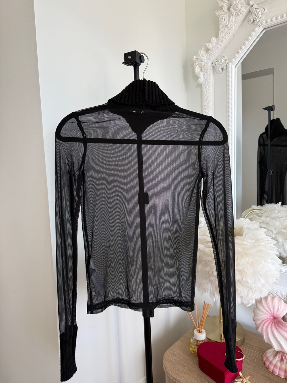 Zara Black Sheer Mesh Turtleneck Long-Sleeve Top - Picture 10 of 13